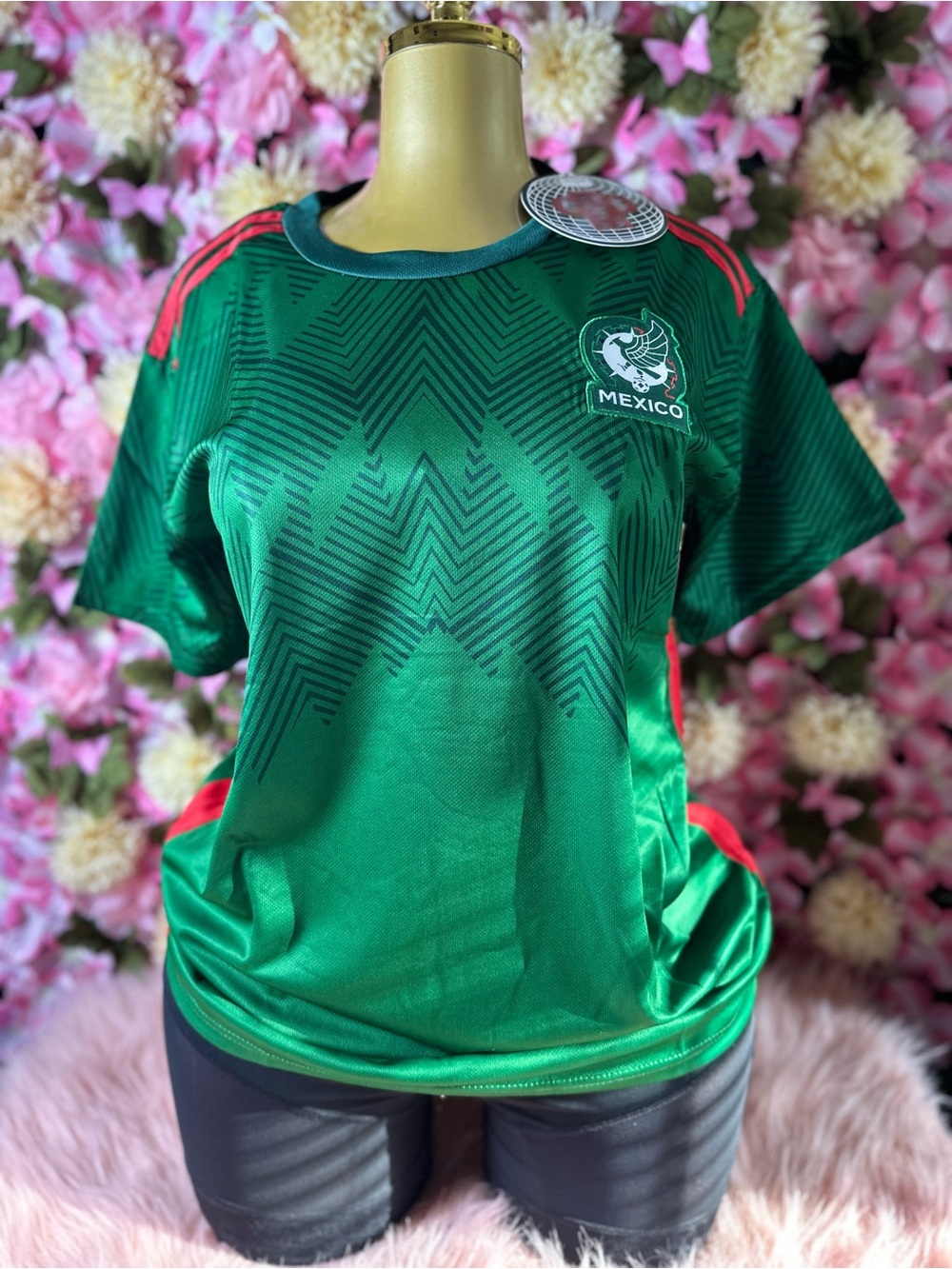 Unisex Mexico Green Men's Soccer Jersey - Team Graphic Short Sleeve Shirt - Picture 5 of 7